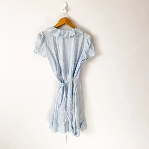 Aritzia Sunday Best Ruffle Wrap Dress Light Blue Size Small - Picture 4 of 6